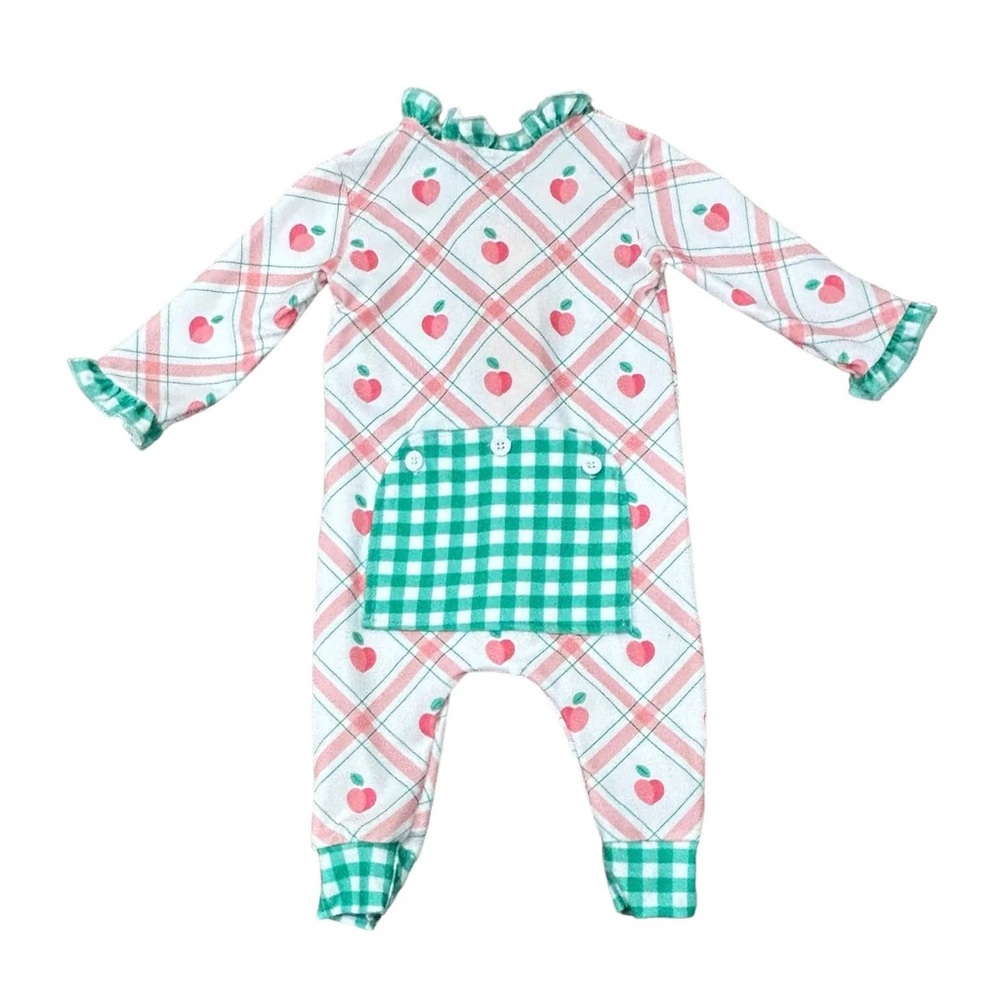 SUGAR BEE CLOTHING - Ruffle Buttflap - Peaches Plaid - NWOT!